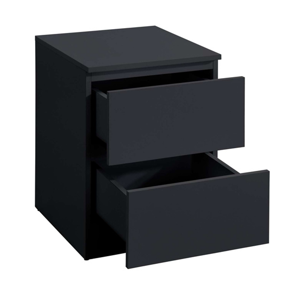 Oakley Wooden Bedside Cabinet With 2 Drawers In Black