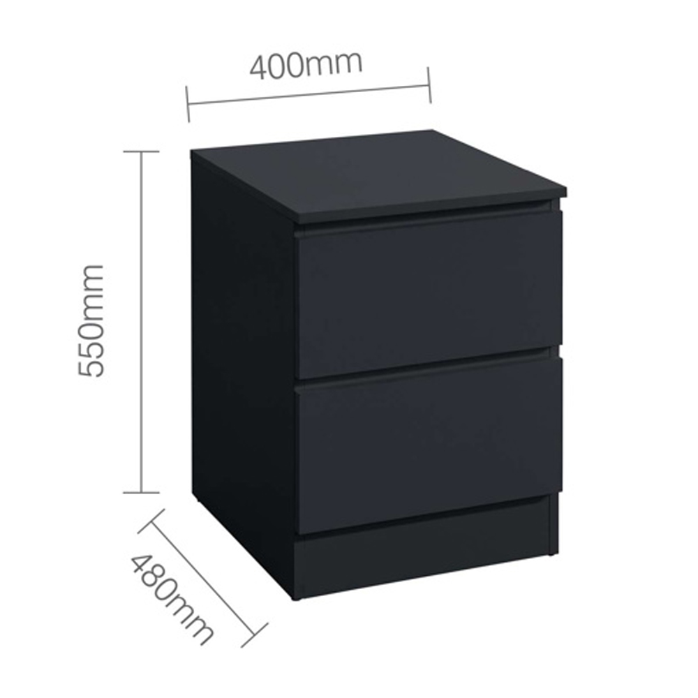 Oakley Wooden Bedside Cabinet With 2 Drawers In Black