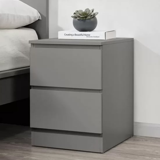 Read more about Oakley wooden bedside cabinet with 2 drawers in grey