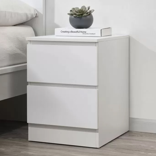 Read more about Oakley wooden bedside cabinet with 2 drawers in white