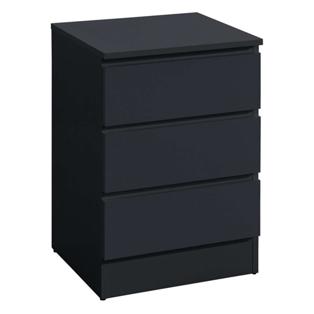Oakley Wooden Bedside Cabinet With 3 Drawers In Black