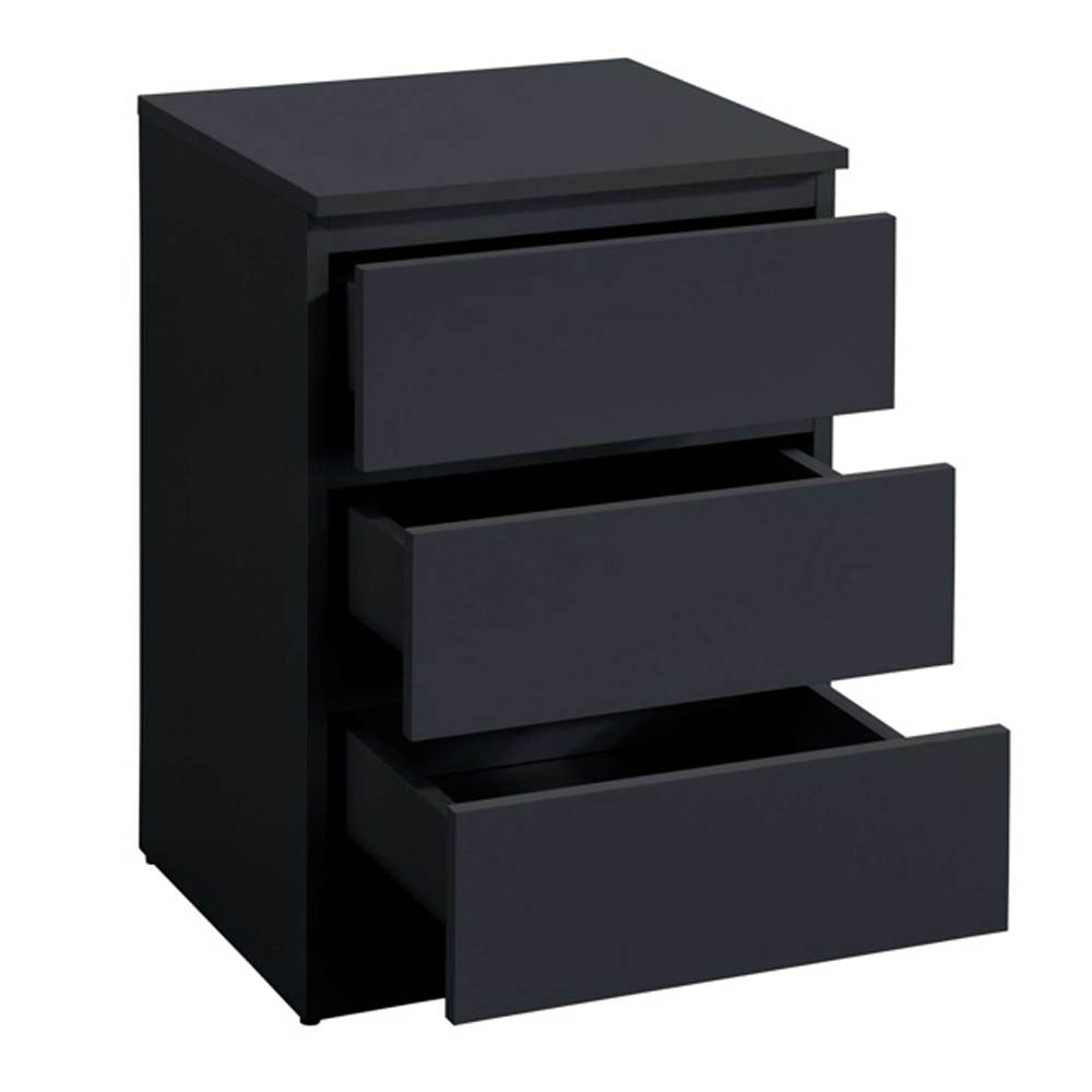 Oakley Wooden Bedside Cabinet With 3 Drawers In Black