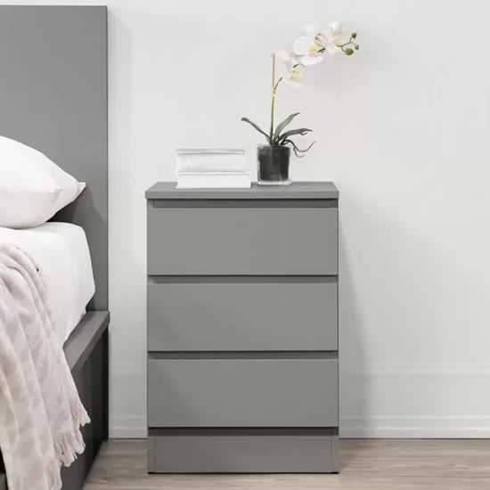 Read more about Oakley wooden bedside cabinet with 3 drawers in grey