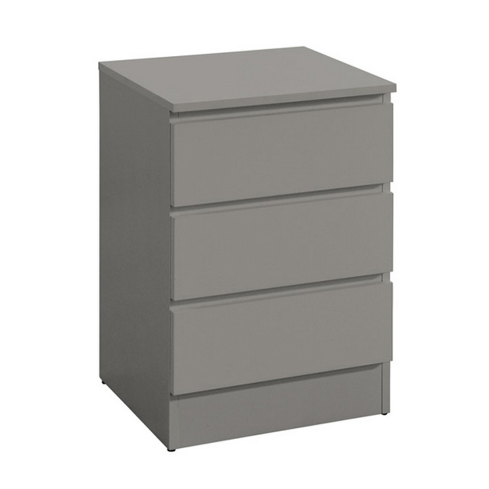 Oakley Wooden Bedside Cabinet With 3 Drawers In Grey