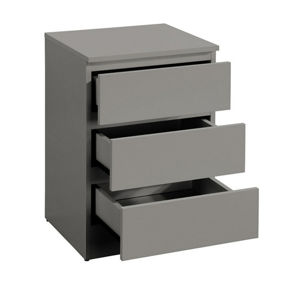 Oakley Wooden Bedside Cabinet With 3 Drawers In Grey
