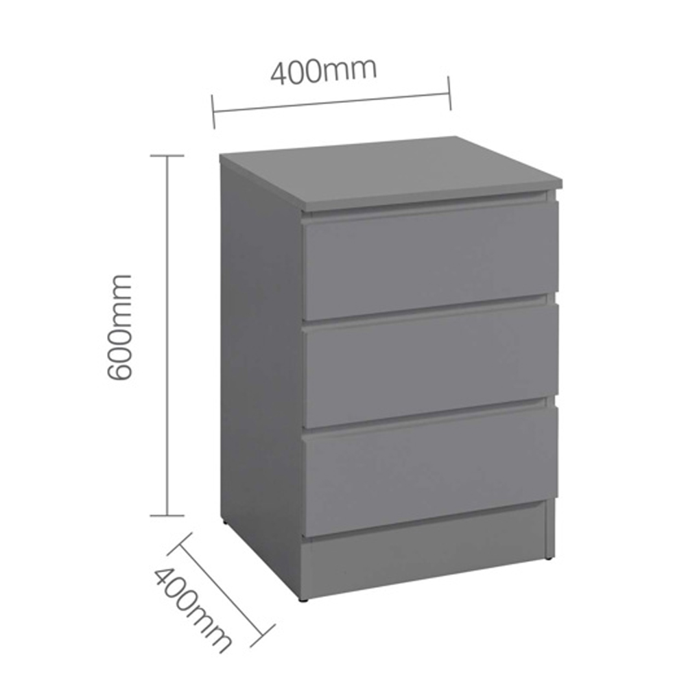 Oakley Wooden Bedside Cabinet With 3 Drawers In Grey