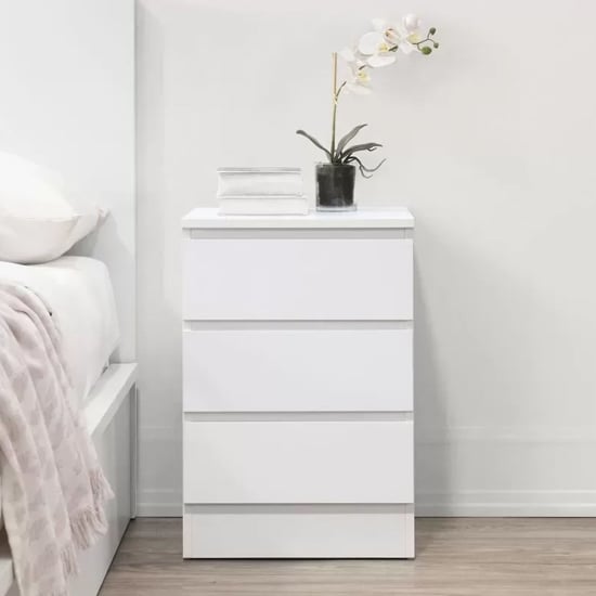 Read more about Oakley wooden bedside cabinet with 3 drawers in white
