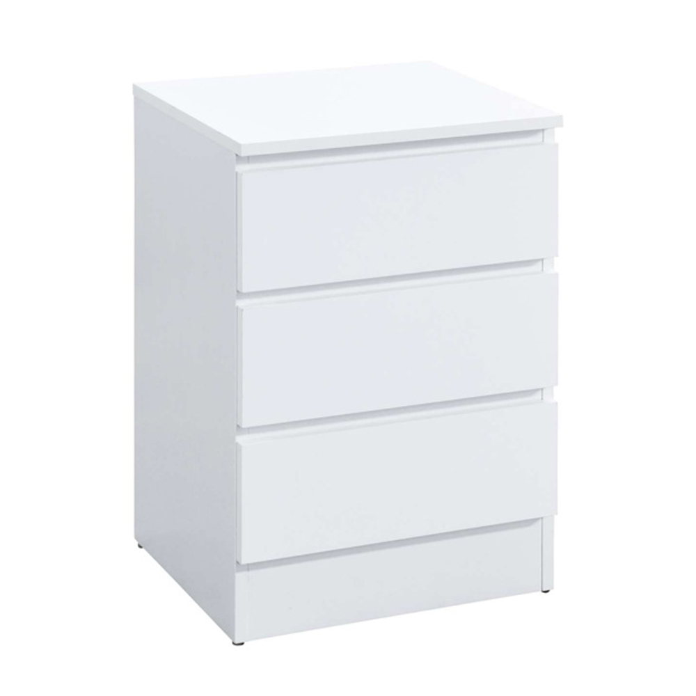 Oakley Wooden Bedside Cabinet With 3 Drawers In White