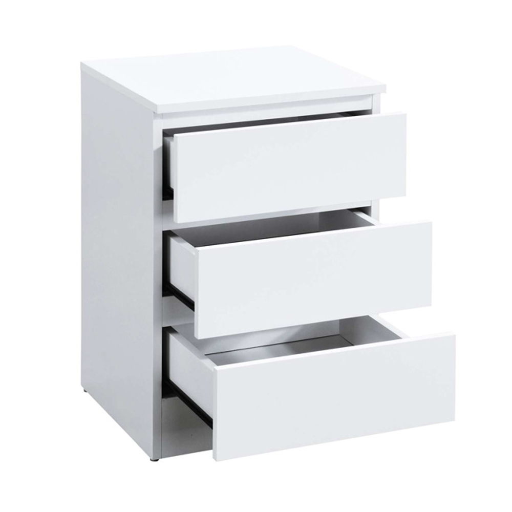 Oakley Wooden Bedside Cabinet With 3 Drawers In White