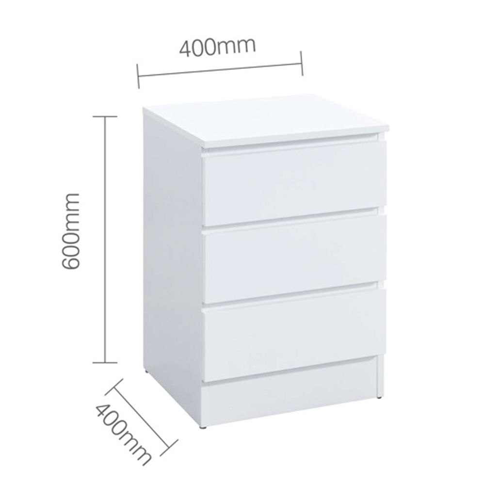 Oakley Wooden Bedside Cabinet With 3 Drawers In White