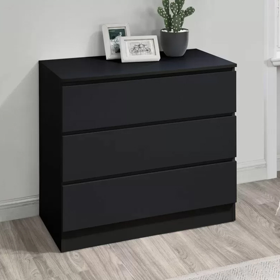 Read more about Oakley wooden chest of 3 drawers in black