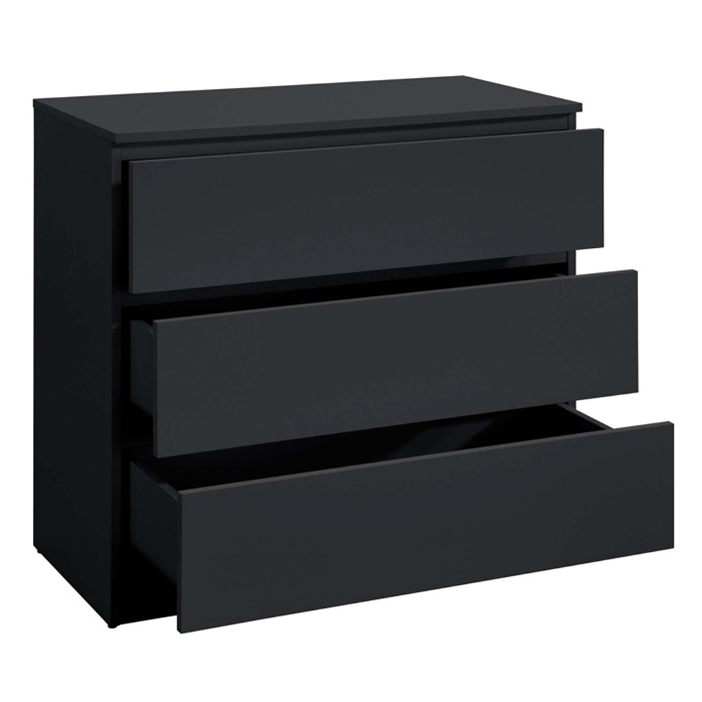 Oakley Wooden Chest Of 3 Drawers In Black