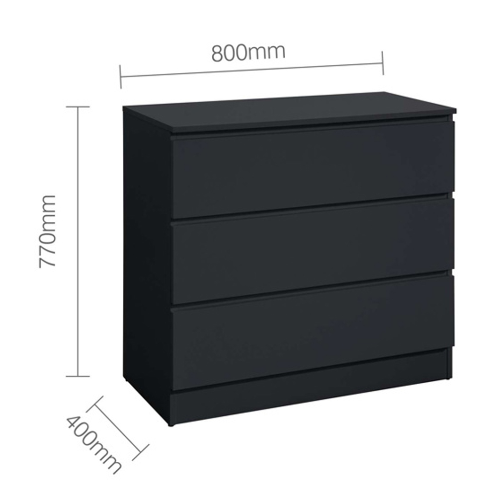 Oakley Wooden Chest Of 3 Drawers In Black