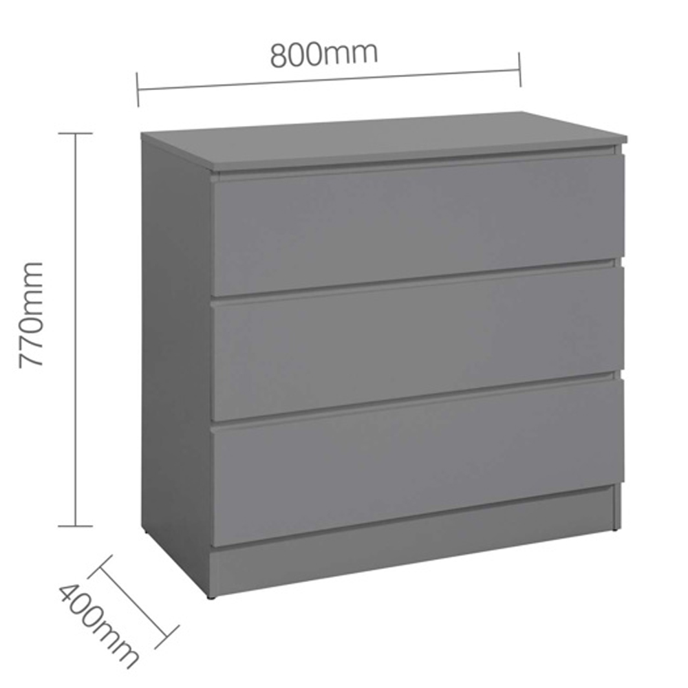 Oakley Wooden Chest Of 3 Drawers In Grey