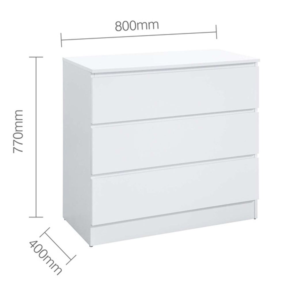 Oakley Wooden Chest Of 3 Drawers In White