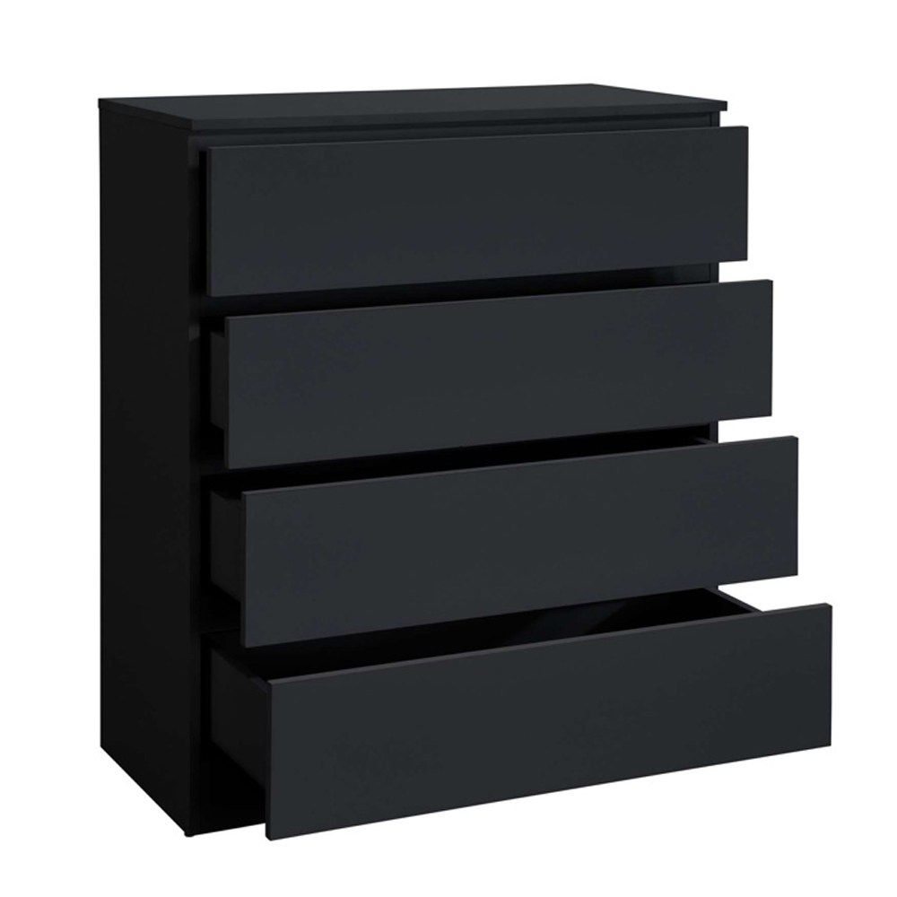 Oakley Wooden Chest Of 4 Drawers in Black