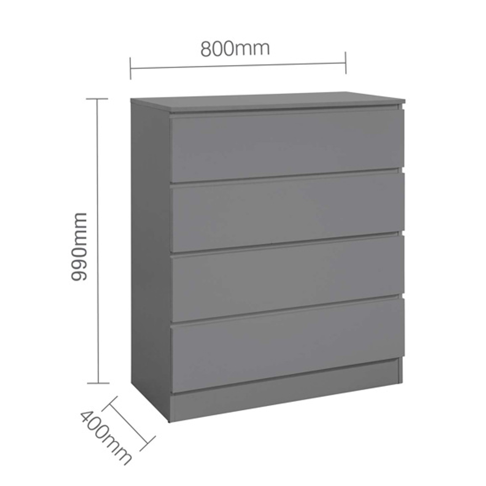 Oakley Wooden Chest Of 4 Drawers in Grey