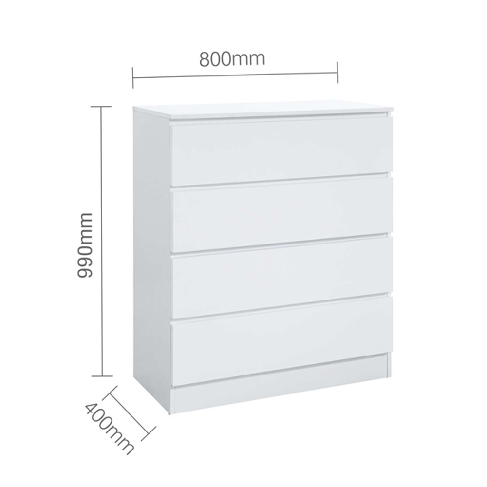 Oakley Wooden Chest Of 4 Drawers in White