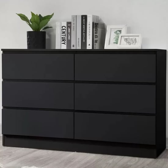 Read more about Oakley wooden chest of 6 drawers in black