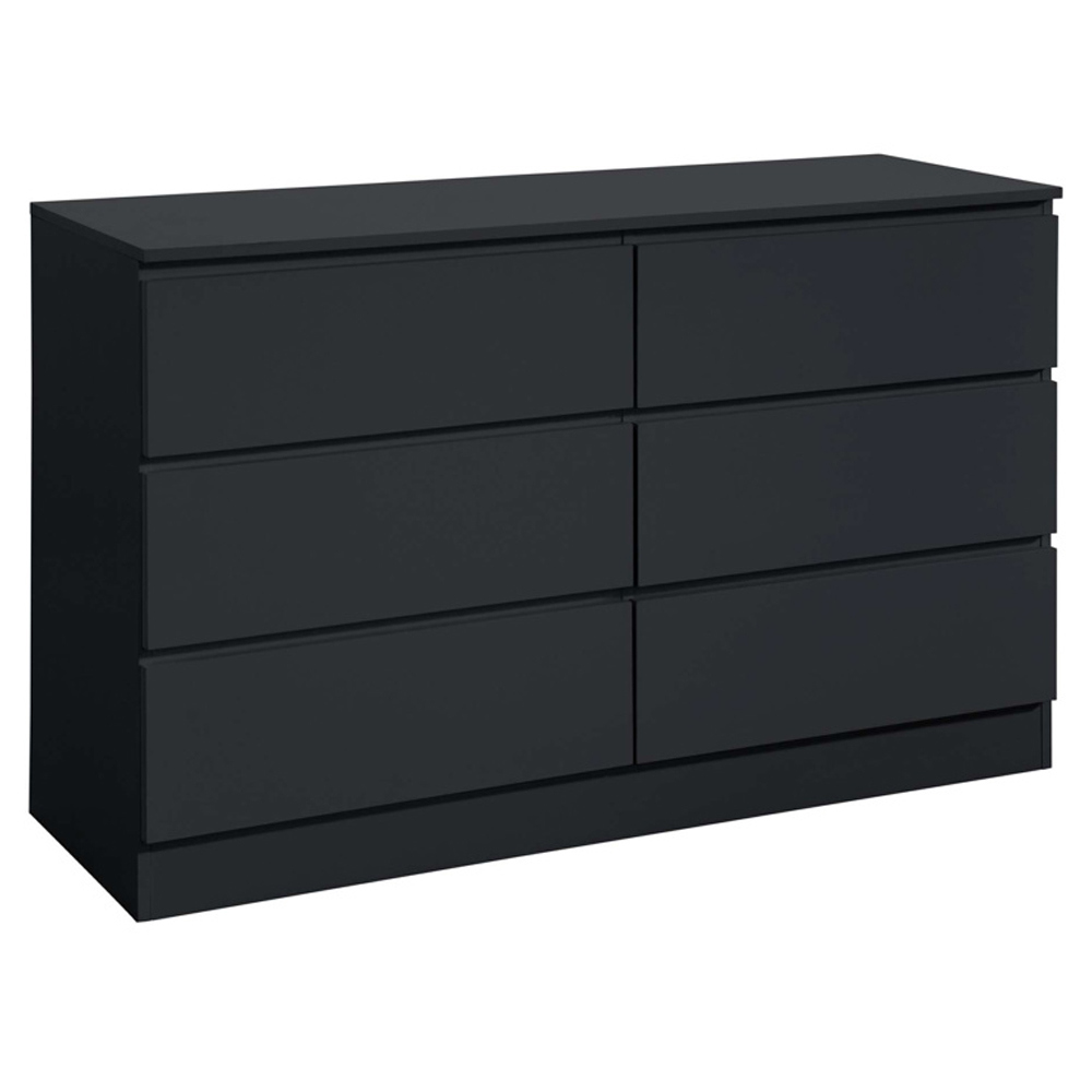 Oakley Wooden Chest Of 6 Drawers In Black