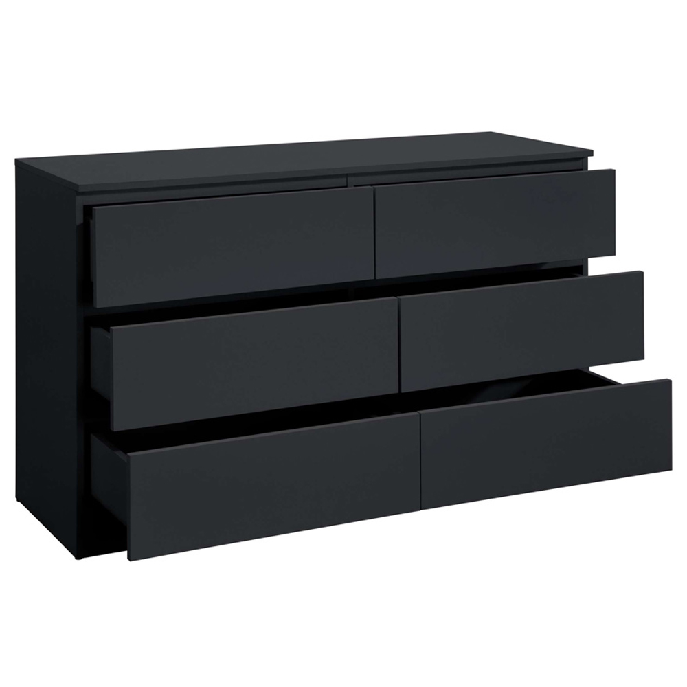 Oakley Wooden Chest Of 6 Drawers In Black