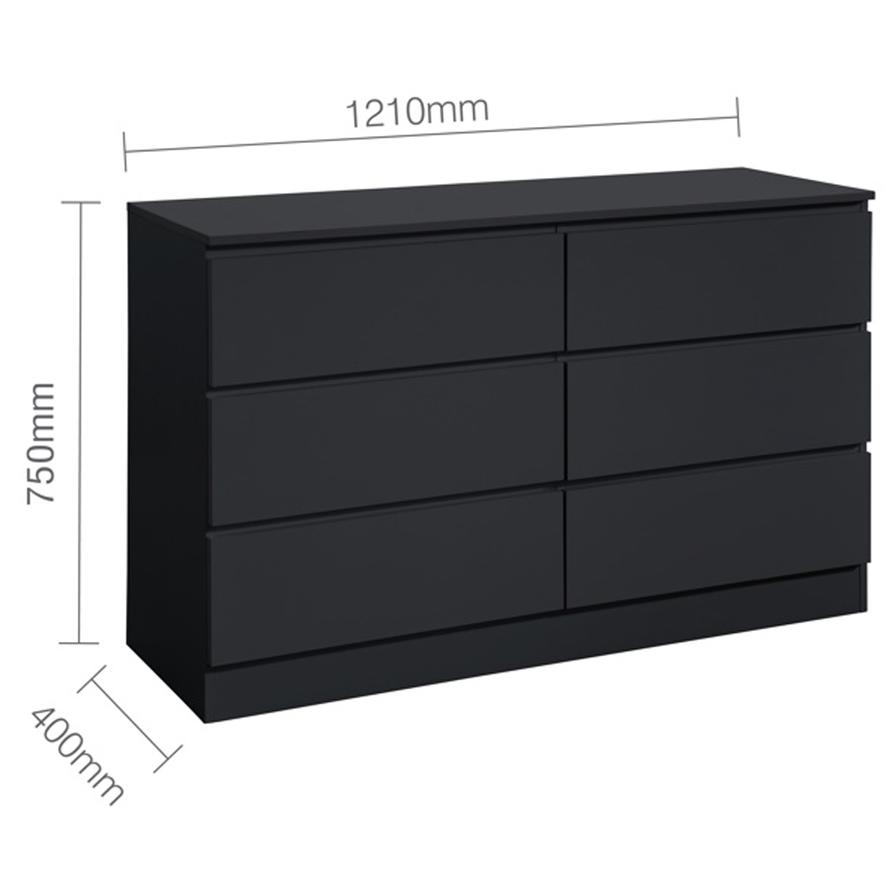 Oakley Wooden Chest Of 6 Drawers In Black