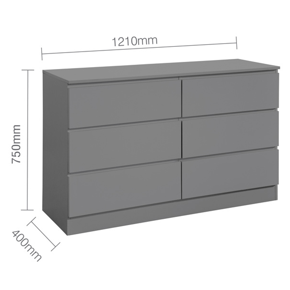 Oakley Wooden Chest Of 6 Drawers In Grey