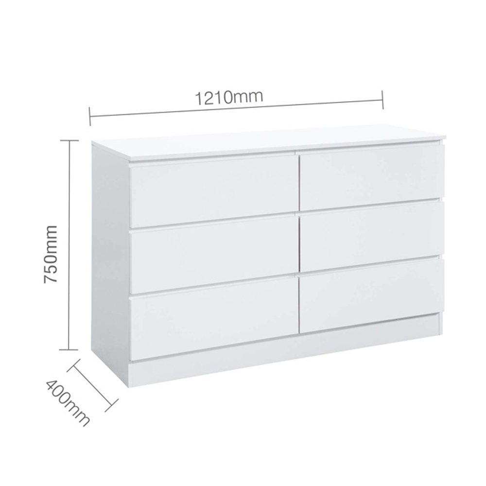 Oakley Wooden Chest Of 6 Drawers in White