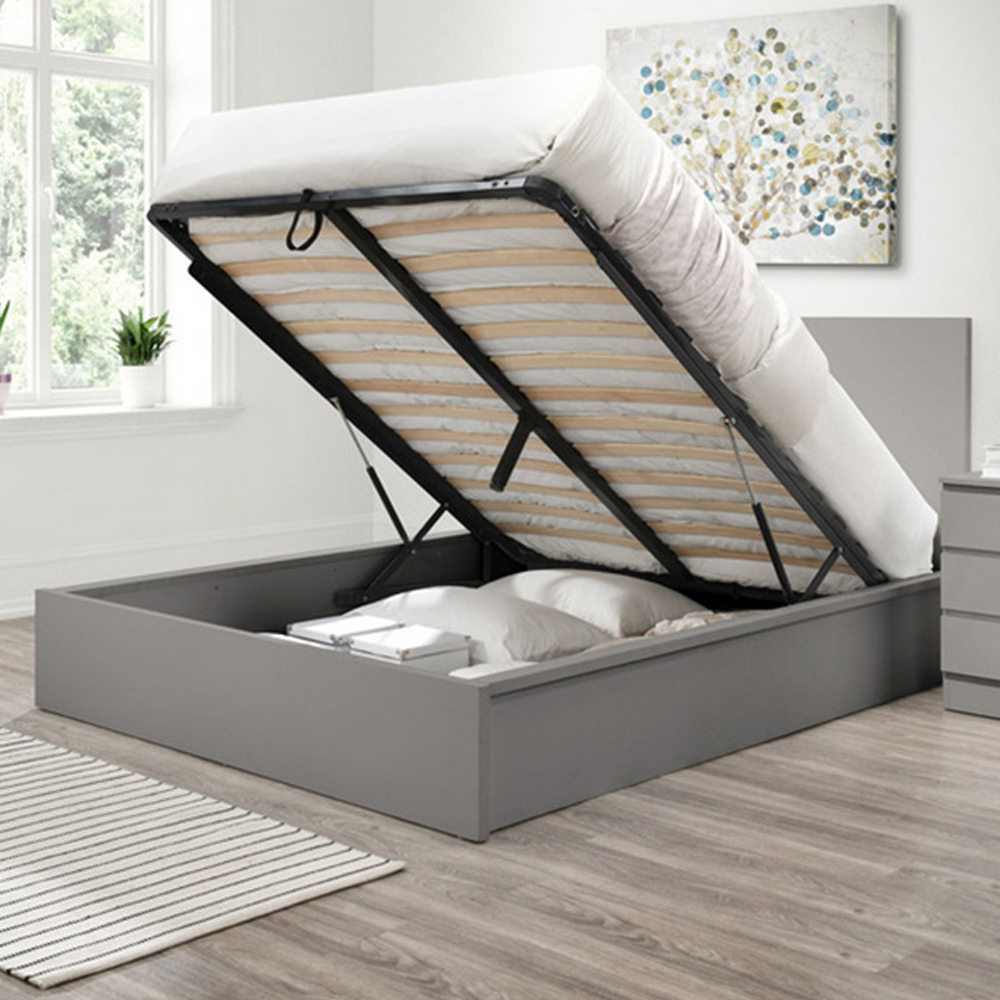 Oakley Wooden Ottoman Storage King Bed In Grey