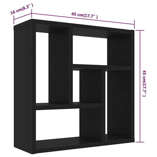 Oakley Wooden Wall Shelf With 5 Compartments In Black_4