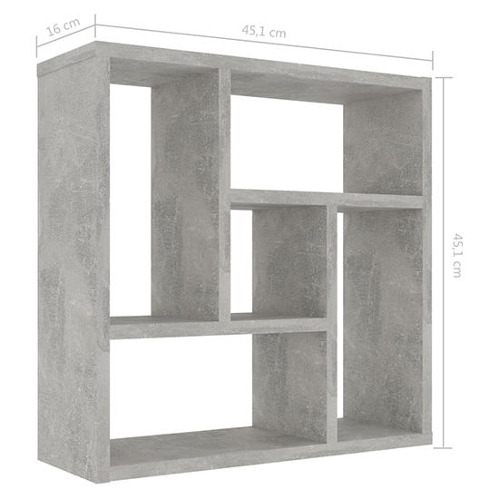 Oakley Wooden Wall Shelf With 5 Compartments In Concrete Effect_4
