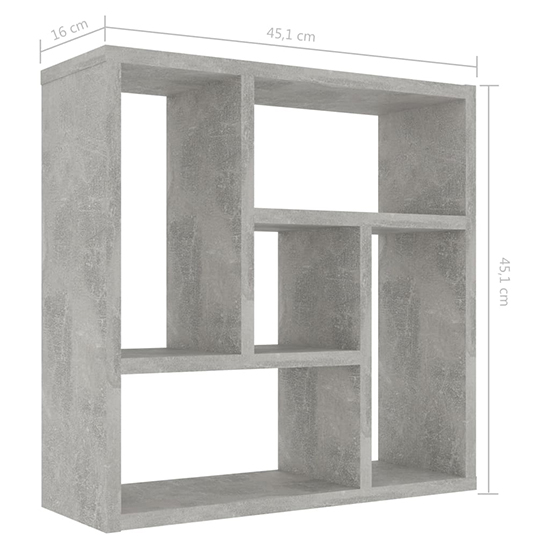 Oakley Wooden Wall Shelf With 5 Compartments In Concrete Effect