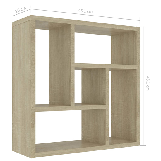 Oakley Wooden Wall Shelf With 5 Compartments In Sonoma Oak_4
