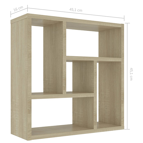 Oakley Wooden Wall Shelf With 5 Compartments In Sonoma Oak