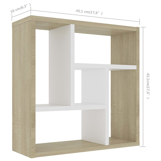 Oakley Wooden Wall Shelf With 5 Compartments In White Oak_4