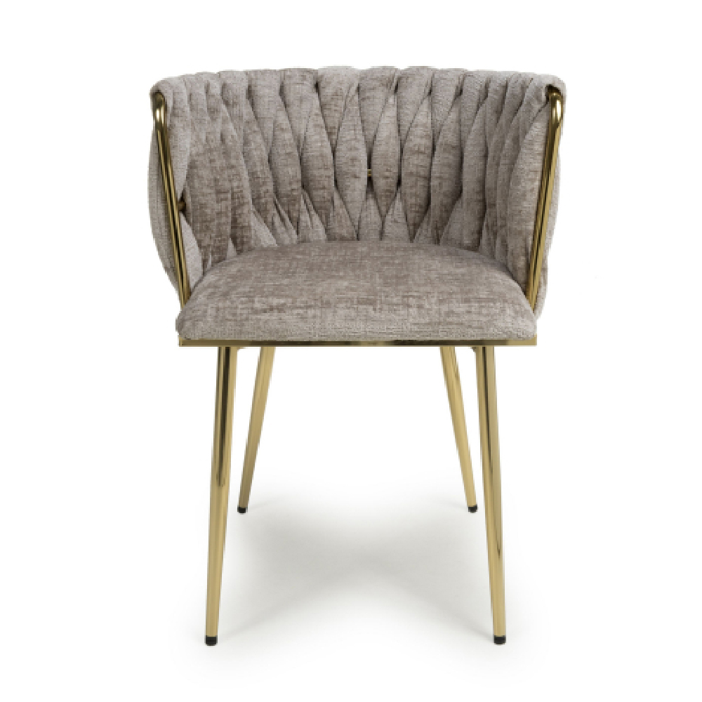 Oaklyn Mink Velvet Dining Chairs With Gold Legs In Pair