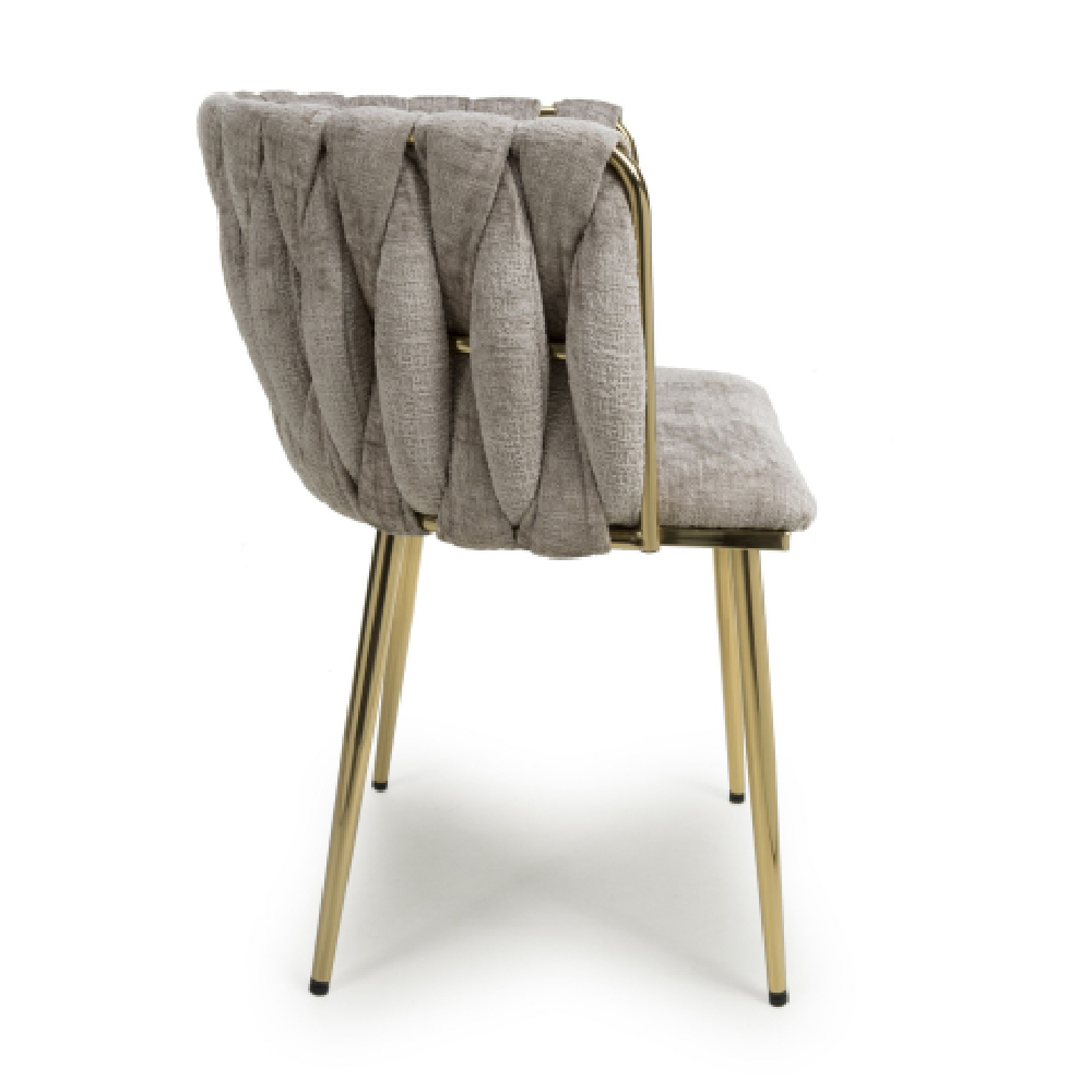 Oaklyn Mink Velvet Dining Chairs With Gold Legs In Pair
