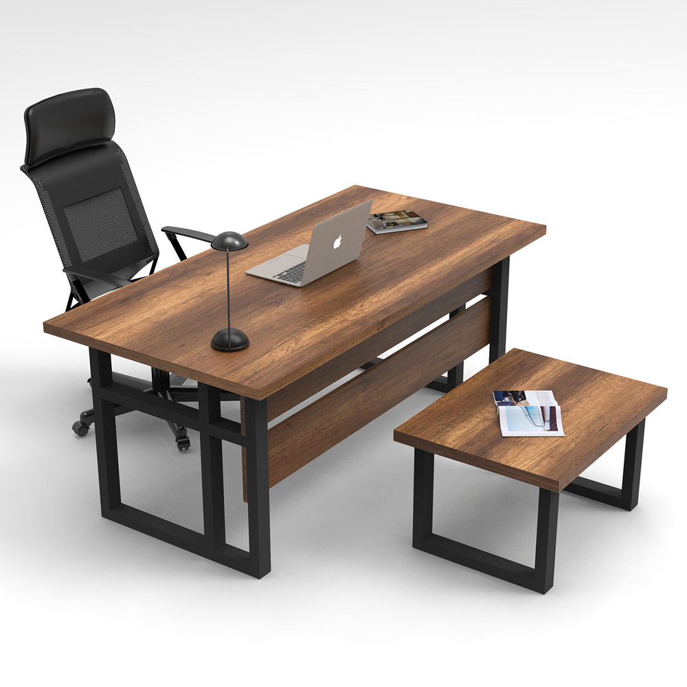 Oakmere Wooden Computer Desk with Coffee Table Set in Baroque and Anthracite