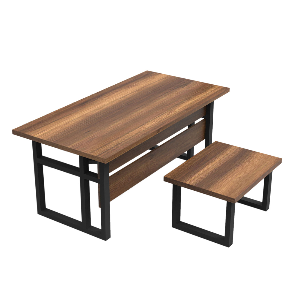 Oakmere Wooden Computer Desk with Coffee Table Set in Baroque and Anthracite