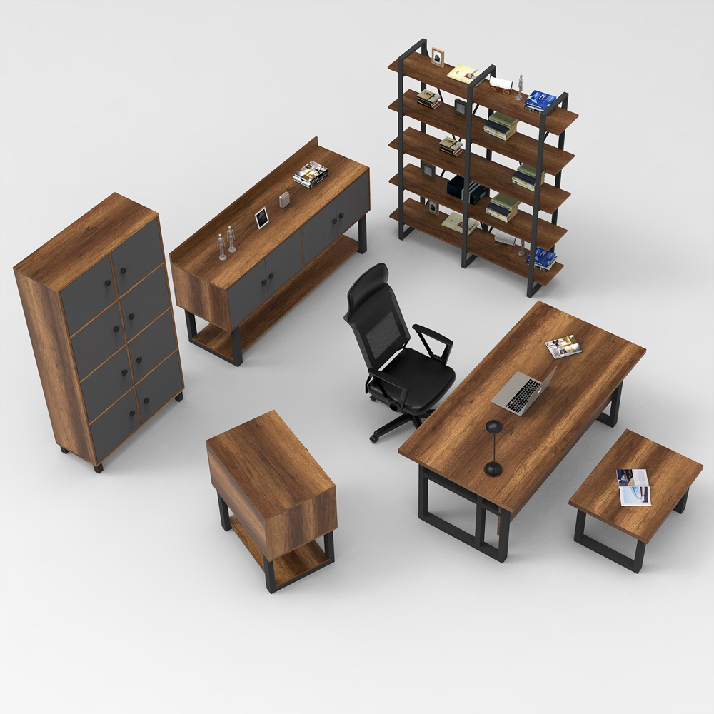 Oakmere Wooden Executive Office Furniture Set in Baroque and Anthracite
