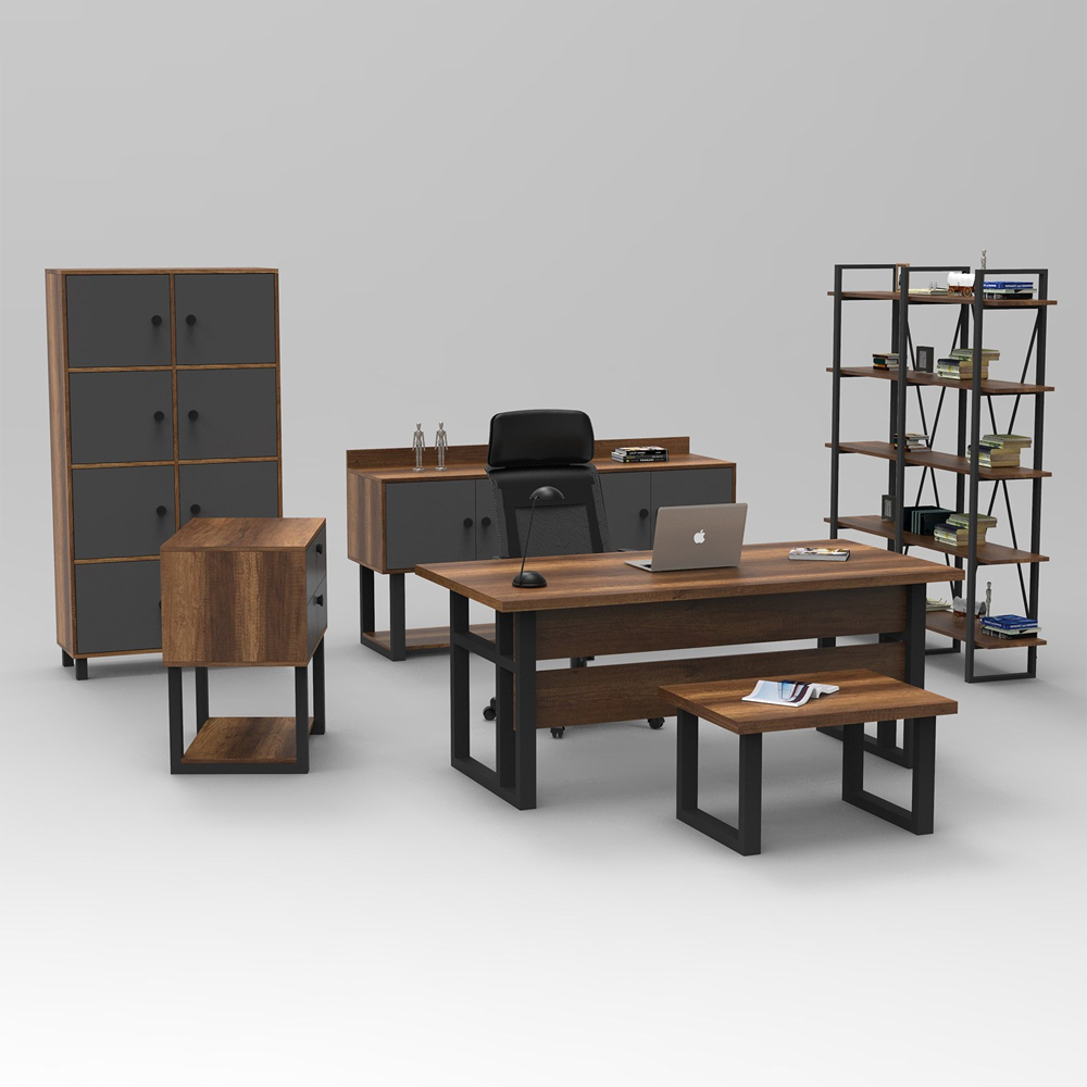 Oakmere Wooden Executive Office Furniture Set in Baroque and Anthracite
