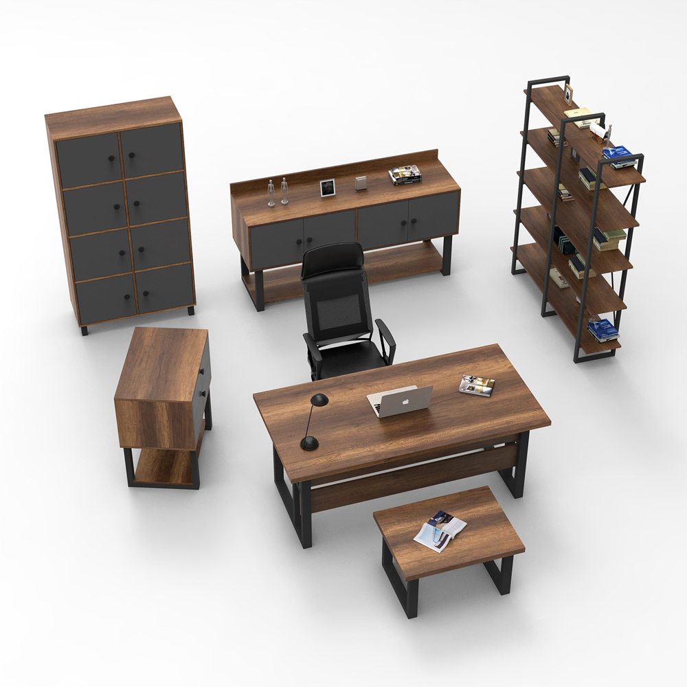 Oakmere Wooden Executive Office Furniture Set in Baroque and Anthracite