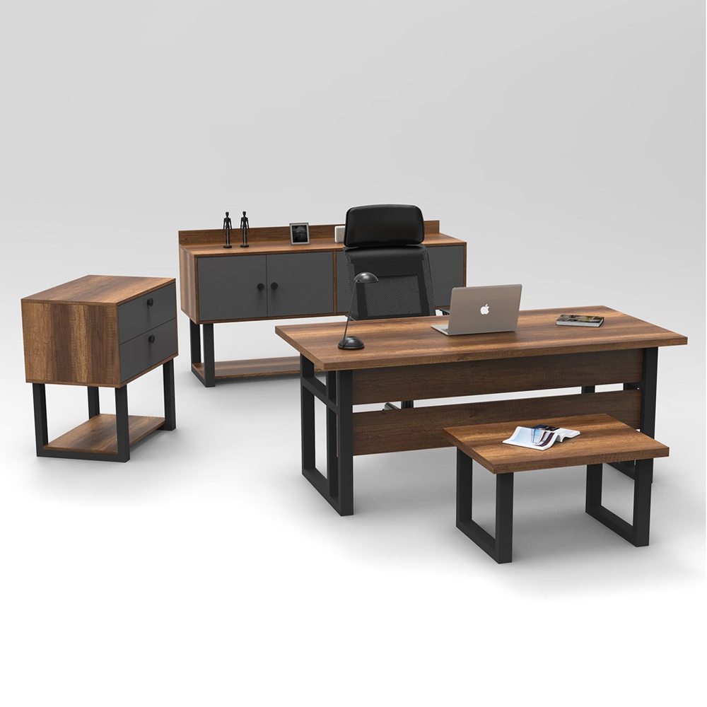 Oakmere Wooden Executive Office Furniture Set with Sideboard in Baroque and Anthracite