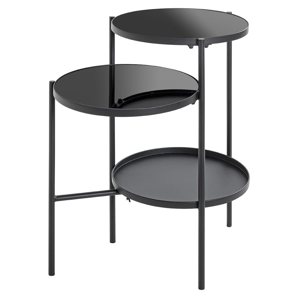 Oakmont Glass End Table With Metal Frame In Black