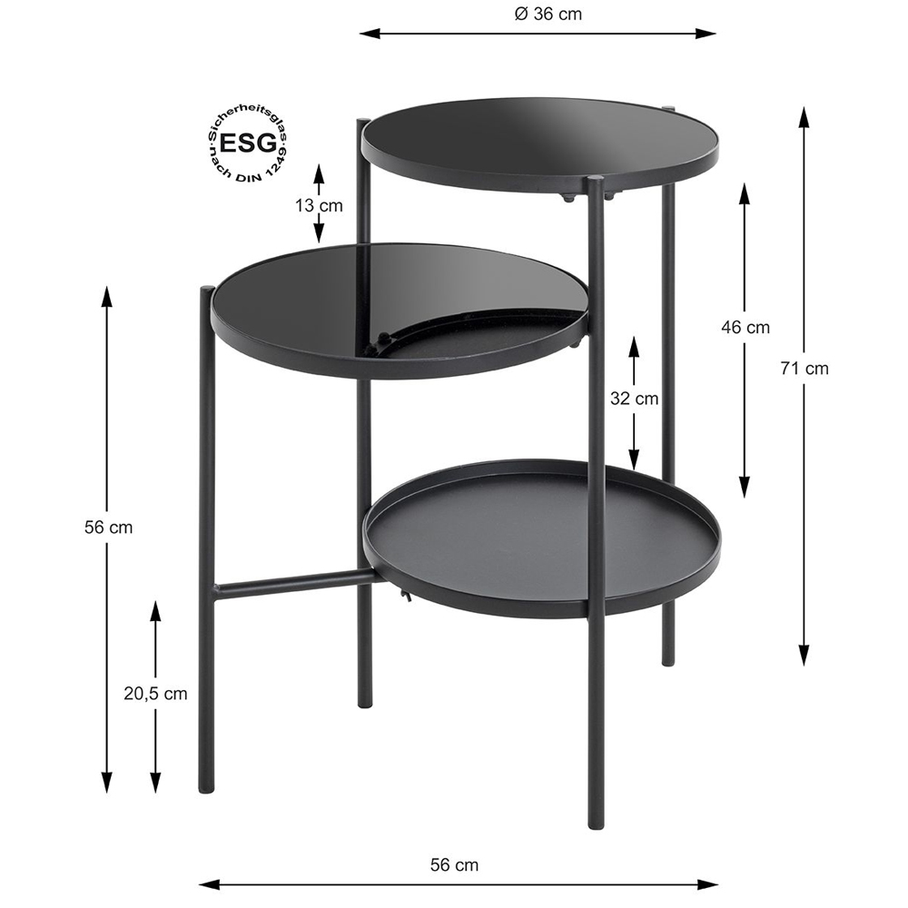 Oakmont Glass End Table With Metal Frame In Black
