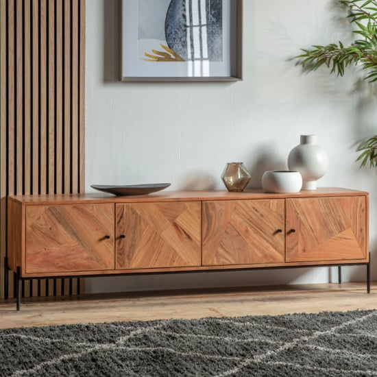 Product photograph of Oakmont Wooden Tv Stand With 4 Doors In Natural from Furniture in Fashion