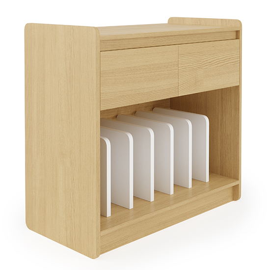 Oami Wooden Office Cabinet With 2 Drawers In Oak