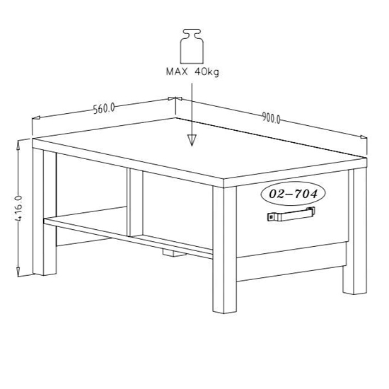 Oaxaca Wooden Coffee Table With 1 Drawer In Appenzeller Oak