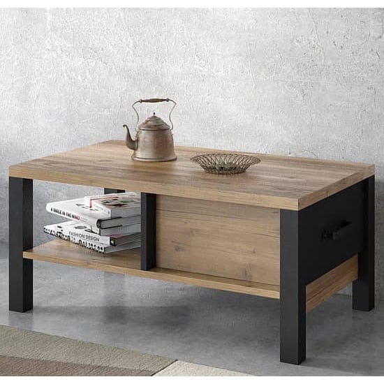 Read more about Oaxaca wooden coffee table with 1 drawer in appenzeller oak