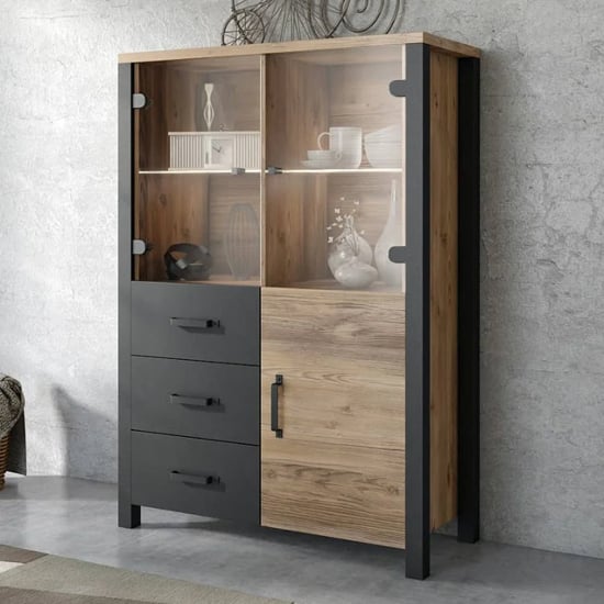 Read more about Oaxaca display cabinet 3 doors in appenzeller oak with led
